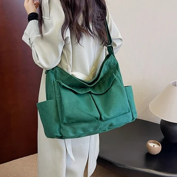 Женская мода холщ сумка через плечо большой емкости мобильный телефон кроссбоди сумка для покупок дорожная сумка украшение