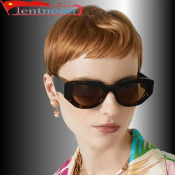 Женские солнцезащитные очки «кошачий глаз» 2023 г. Коричневый ацетат Дизайнерский бренд Открытый звездный подкаст Классические солнцезащитные очки в стиле ретро UV400 Роскошные солнцезащитные очки для девочек