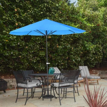Зонтик Pure Garden Patio Market Umbrella, 9 футов алюминия, автокривошип, блестящий синий
