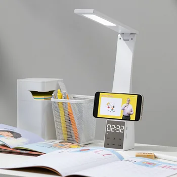 Интеллектуальный сенсорный светодиодный настольный светильник Студенческая лампа для чтения Письменный стол складной спальня прикроватный будильник настольный светильник настольная лампа