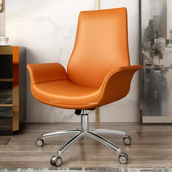 Итальянский дизайнер Роскошные кожаные офисные стулья Скандинавский компьютерный стул Офисная мебель Подъемный вращающийся стул Спинка Геймерское кресло M