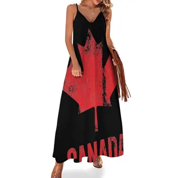 Канада - Основана в 1867 г. (красный текст) Платье без рукавов Платья на день рождения для женщин Женские вечерние платья