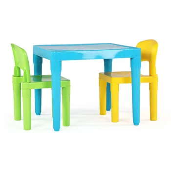 Квадратный детский стол со стулом Детский легкий пластиковый стол Aqua и набор из 2 стульев Зеленый и желтый стулья Столы и наборы