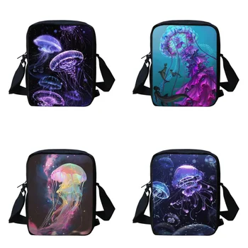 красочный узор медузы женские сумки через плечо регулируемая маленькая сумочка для путешествий для девочек портативные детские сумки через плечо