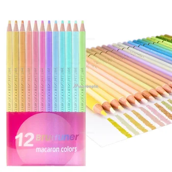 Макарон 12 цветов Цветной карандаш Профессиональные пастельные раскраски Карандаши для рисования Конфеты Цветные карандаши для художественных наборов Принадлежности
