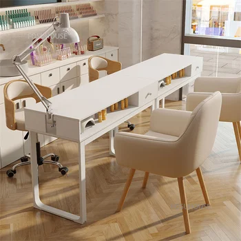 Маникюрный стол и стул в японском стиле Простые одинарные и двойные маникюрные столы Салон красоты Стол для ногтей из массива дерева Стол для макияжа