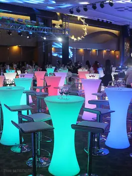  Мини-барный стол Открытый светящийся барный стол и стул Комбинация Коммерческий балкон Досуг Журнальный столик на высоких ножках Барная стойка