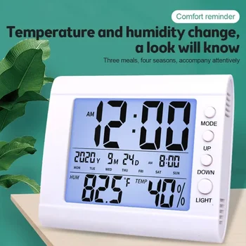 Многофункциональный термометр Гигрометр Автоматический электронный монитор температуры и влажности Часы для домашнего офиса