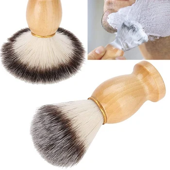 Мужская щетка для бритья с деревянной ручкой - Натуральная барсучья щетина для ухода за волосами и бородой - Парикмахерский инструмент премиум-класса