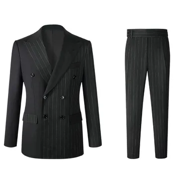 Мужской костюм Design Sense Half Stripe Куртка с полосатыми брюками для делового показа мод