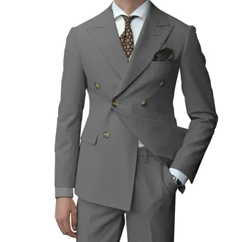  Мужской костюм весны и осени Комплект из двух частей Повседневный деловой приталенный костюм