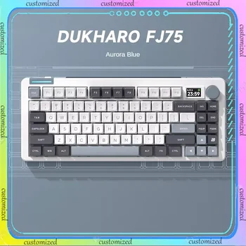 Новая беспроводная трехрежимная механическая клавиатура серии DUKHARO-FJ75 Aurora Индивидуальная многофункциональная ручная клавиатура с возможностью горячей замены