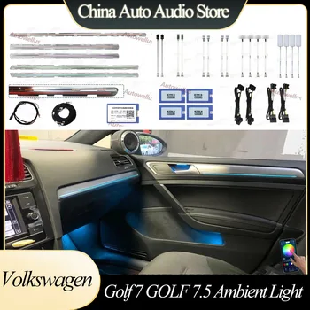  Новая лазерная резьба Атмосферная лампа для VW Golf 7 MK7 7.5 Приборная панель Отделка Фонарь Контурный Свет задней двери