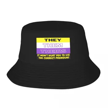 Они, они, их Вам не помешает использовать правильные местоимения Небинарный флаг Шляпа-ведро Мужская кепка на заказ Кепка для женщин Мужская