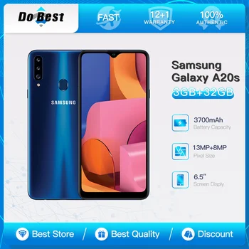 Оригинальный мобильный телефон Samsung Galaxy A20s 4G Две SIM-карты 6,5 дюйма 3 ГБ + 32 ГБ / 4 ГБ + 64 ГБ 13 МП + 8 МП + 5 МП Сотовый телефон OctaCore Andriod Смартфон