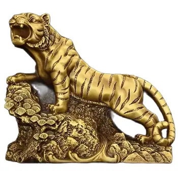 Орнамент тигра из чистой меди, поднимающийся с горы, жизненная сила тигра, рык тигра, горы и реки, декор дома и офиса