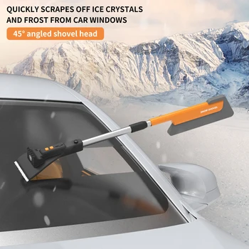 Перезаряжаемый автомобильный скребок для льда Лопата для снега Телескопический инструмент для уборки снега со светодиодной подсветкой для грузовика Внедорожник Инструмент для обслуживания автомобиля