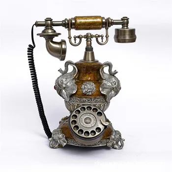 Поворотный телефон Винтажный классический вид Хай-тек Ретро старомодный медный домашний и офисный телефон