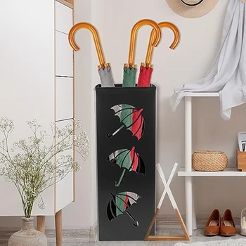  Подставка для зонта Открытый дизайн Квадратная металлическая подставка для зонта в современном стиле со съемной антикоррозийной скульптурой Подставка для зонта