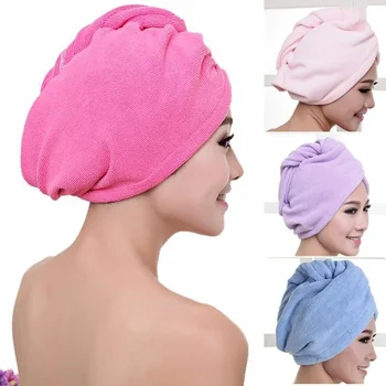 Полотенце для волос из микрофибры, шапочка для ухода с кнопкой, супер впитывающее полотенце для волос, обертывание быстросохнущих волос для женщин, аксессуары для ванной комнаты