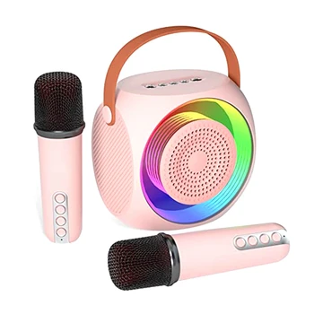  портативный Bluetooth караоке-динамик с 2 микрофонами, подходящий для подарков на день рождения и домашних вечеринок