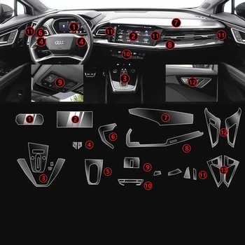  Прозрачная пленка TPU для Audi Q4 e-tron Q7 Q8 Наклейка на интерьер автомобиля Центральная консоль Шестерня Сенсорный экран Приборная панель Дверь Окна Панель