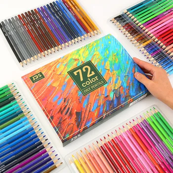 Профессиональный 48/72 цвета Набор цветных карандашей Художественные кисти для рисования маслом в коробке для детей Школьные принадлежности Карандаш для эскиза
