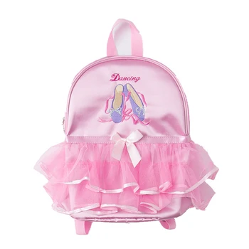 Розовая кружевная сумка для танцев для девочек Танцевальная балетная сумка Детская гимнастика Вышитый рюкзак Baby Children Ballerina Bag 2023 New