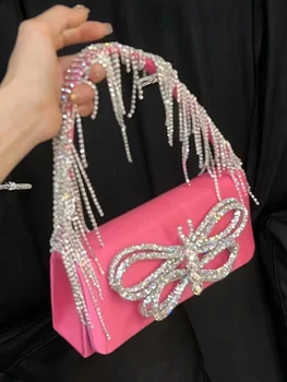 Роскошная дизайнерская сумка через плечо со стразами и бриллиантами, хрустальная блестящая кисточка для вечерней сумки, свадебная вечеринка, клатч, кошелек, женская сумочка
