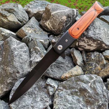  складной карманный нож 440 лезвие из нержавеющей стали G10 Деревянные ручки с поясным зажимом для кемпинга и охоты EDC