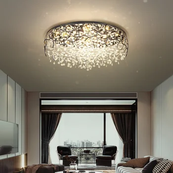Современные светодиодные люстры Стеклянный потолочный светильник для гостиной, столовой, спальни, крытый серебристый дизайн с дистанционным управлением Светильники для ламп