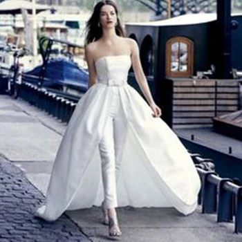 съемная юбка свадебная юбка белая атласная съемная свадебная шлейф с бантом на поясе макси-юбка для свадебных аксессуаров 2021