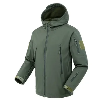 Тактическая куртка Мужская Военная боевая Soft Shell Армейские куртки Ветрозащитные водонепроницаемые дышащие флисовые тепловые пальто с капюшоном