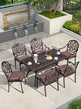 Уличные столы и стулья во дворе для отдыха, набор из пяти предметов, уличная садовая мебель, утюг, стол, терраса, открытый литой алюминий, ча