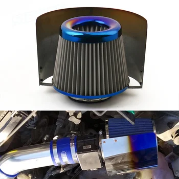 Универсальный гоночный автомобиль Крышка фильтра воздухозаборника из нержавеющей стали Тепловой экран Выгоревший синий хром Neo 2,5-3,5 дюйма Крышка воздушного фильтра
