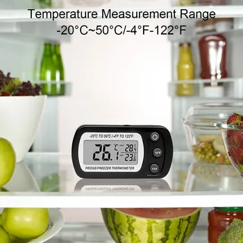  Цифровой термометр для морозильной камеры Максимальный / мин Запись Водонепроницаемый мини-термометр Большой ЖК-дисплей Магнитная задняя панель и крючок для домашних баров Кафе