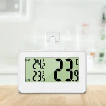 Цифровой термометр Холодильник с морозильной камерой Дисплей максимальной и минимальной температуры с крючком Водонепроницаемая внутренняя метеостанция для дома